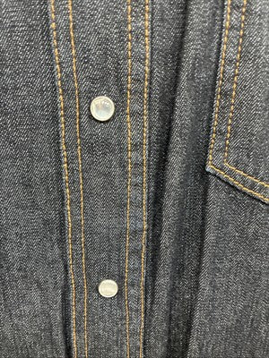 New Men’s ELY Cattleman Dark Jean Style Long Sleeve Pearl Snap Large Q-43