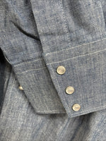 New Men’s Champion Western Jean Design Blue Long Sleeve Pearl Snap Large Q-88