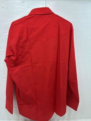 New Men’s ELY Cattleman Red Long Sleeve Pearl Snap 17 X 35 XL AA-119