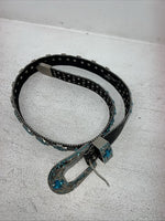 New Black Genuine Leather Blazin Roxx Blue Cross Bling M Belt #N3520401 Z-2