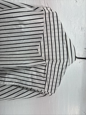 New Men’s H Bar C Black White Stripe Long Sleeve Pearl Snap 16.5 X 34 Large R-28