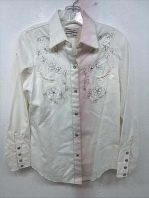 New Women’s H Bar C White Gold Design Long Sleeve Pearl Snap Medium TT-118