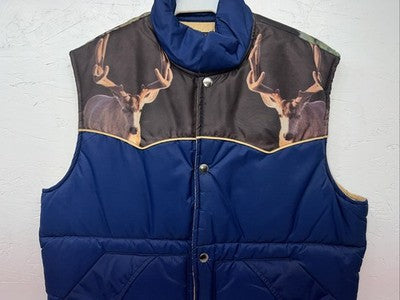 New Men’s Miller Navy Deer Puffer Vest Medium Q-602