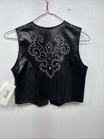 New Women’s 1848 RanchWear Black Rhinestone Sleeveless Vest Zip Up Medium YY-42
