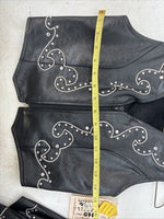 New Women’s 1848 RanchWear Black Rhinestone Sleeveless Vest Zip Up Medium YY-42