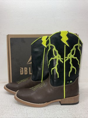 New Youth Black DBL Barrel Cowboy Boots. 4475802 4. 22-56