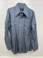 New Men’s Champion Western Jean Design Blue Long Sleeve Pearl Snap Large Q-88