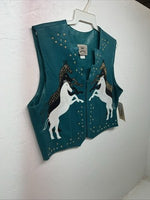 New Women’s Turquoise 1849 Authentic Ranchwear Horse Vest XL #3729 WW-32