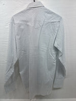 New Men’s H Bar C White Blue Plaid Long Sleeve Pearl Snap Larg M-37