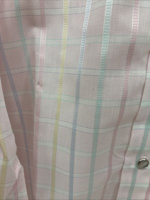 New Men’s H Bar C Pink Plaid Long Sleeve Pearl Snap 16.5 X 34 Large X-50