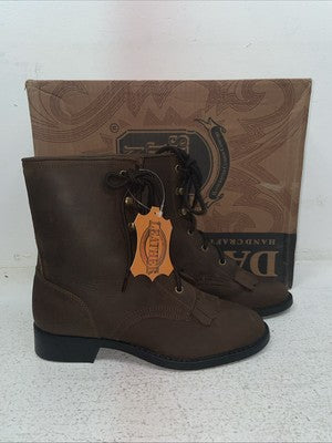 New Youth Brown Lace Up Dan Post Cowboy Boots. C 3121 3.5 3 1/2 D. 22-26