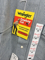 New Men’s Wrangler Blue White Stripe Long Sleeve Pearl Snap 17.5 X 35 XL T-25