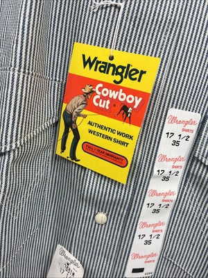 New Men’s Wrangler Blue White Stripe Long Sleeve Pearl Snap 17.5 X 35 XL T-25