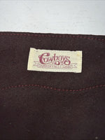 New Burgundy Cowboys Show Chaps With Fringe Adjustable Waist 32” N-45