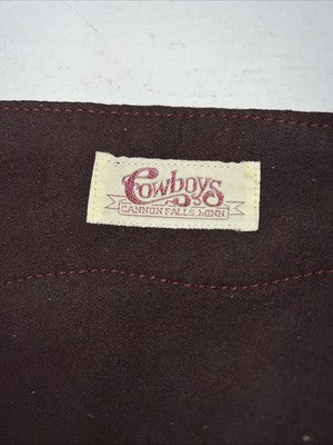 New Burgundy Cowboys Show Chaps With Fringe Adjustable Waist 32” N-45