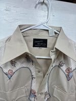 New Men’s Champion Western Tan design Long Sleeve Pearl Snap 15 Medium CC-11
