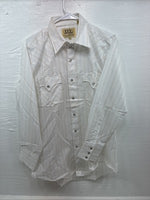 New Men’s ELY Cattleman White Stripe Long Sleeve Pearl Snap 16 X 34 Large M-24