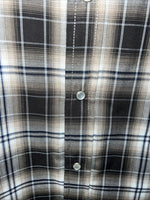 New Men’s Brown Plaid ELY Cattleman Long Sleeve Pearl Snap Shirt. L Tall P-68