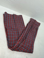 New Vintage Blue And Red Plaid Polyester Pants #5423719 3A-125
