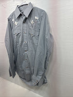  New Men’s Champion Western Gray Embroidered Long Sleeve Pearl Snap Medium M-57