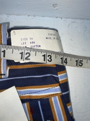 New Vintage Blue And Brown Striped Fenton Polyester Pants #656 SS-76