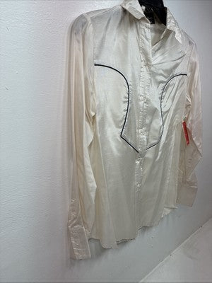 New Women’s Pioneer Wear White Long Sleeve Button Up Medium MM-95