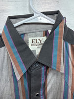 New Men’s ELY Cattleman Multicolor Stripe Long Sleeve Pearl Snap Medium Q-95