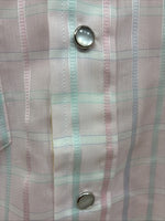 New Men’s H Bar C Pink Plaid Long Sleeve Pearl Snap 16.5 X 34 Large X-50