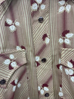 New Men’s ELY Plains Tan Red Floral Long Sleeve Pearl Snap Size 14.5 Small GG-7