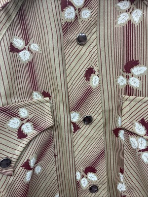 New Men’s ELY Plains Tan Red Floral Long Sleeve Pearl Snap Size 14.5 Small GG-7