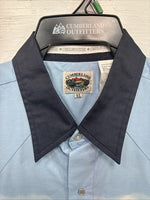 New Men’s Cumberland Blue Horse Design Long Sleeve Pearl Snap XL T-16