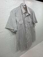 New Men’s H Bar C White Stripe Short Sleeve Pearl Snap 16 Large V-26