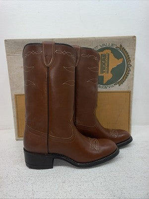 New Youth Brown Texas Brand Cowboy Boots. B 111 3.5 3 1/2 B. 24-140