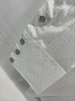 New Men’s H Bar C White Dot Design Long Sleeve Pearl Snap 15.5 Medium M-90