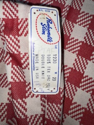New Vintage Red Plaid Panhandle Slim Polyester Pants #1230 SS-101