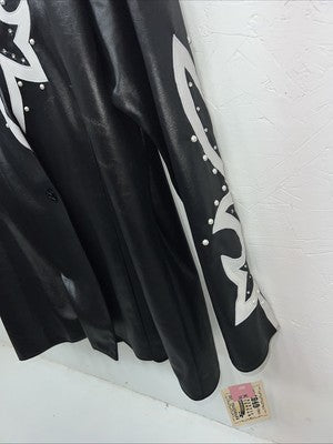 New Women’s Black White Leather Jacket 2XL RR-22