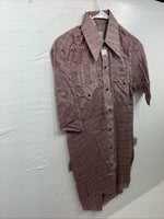 New Men’s Karman Pink Designed Short Sleeve Pearl Snap 14.5 Small AA-90