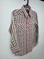 New Boys White Horse Red Stripe Long Sleeve Pearl Snap Small DD-112
