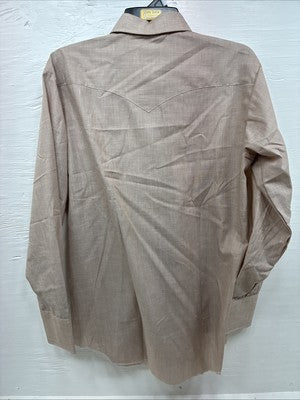 New Men’s H Bar C Brown Simple Long Sleeve Pearl Snap 16 X 34 Large Q-75