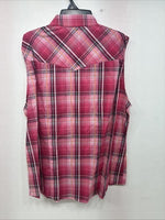 New Women’s Cumberland Pink Plaid Short Sleeve Pearl Snap 2XL GG-13