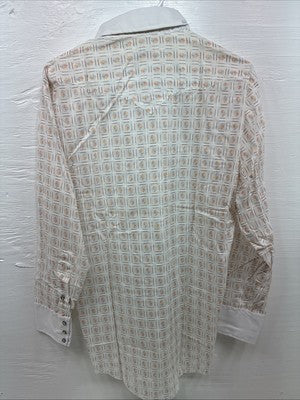 New Men’s Dickson Jenkins White Deign Long Sleeve Pearl Snap 16.5 Large X-55