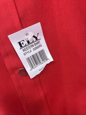 New Men’s ELY Cattleman Simple Red Long Sleeve Pearl Snap 17.5 X 35 XL R-60