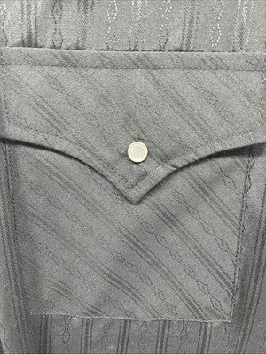 New Men’s ELY Cattleman Black Designed Long Sleeve Pearl Snap 17.5 X 35 XL R-49