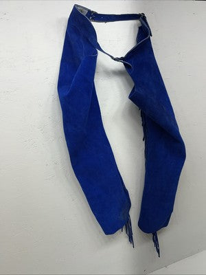 New Blue Children’s Whitman Show Chaps With Fringe Adjustable Waist 36” N-43