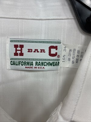I’m New Men’s H Bar C White Stripe Long Sleeve Pearl Snap 16.5 X 34 Large CC-26