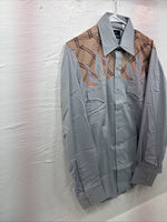 New Men’s Champion Western Gray Sensing Long Sleeve Pearl Snap 16 Large X-1