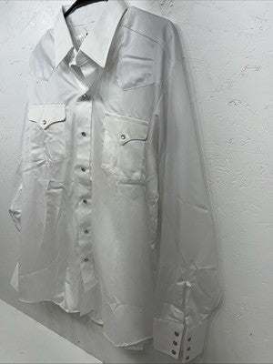 New Men’s White Panhandle Slim Long Sleeve Pearl Snap Shirt. 17.5x35 XL S-9