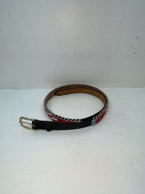 New Black Genuine Leather Beaded 32” Belt Z-36