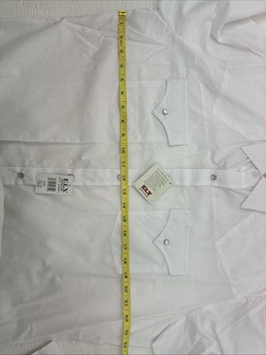 New Men’s ELY Cattleman White Long Sleeve Pearl Snap 16.5 Large X-49