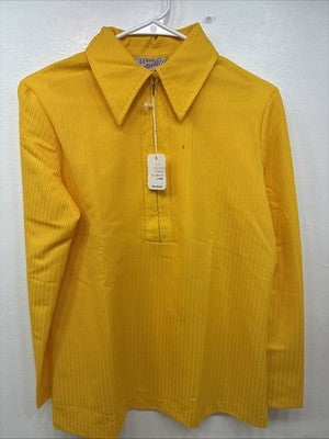 New Women’s H Bar C Yellow Half Zip Long Sleeve Shirt Large TT-130